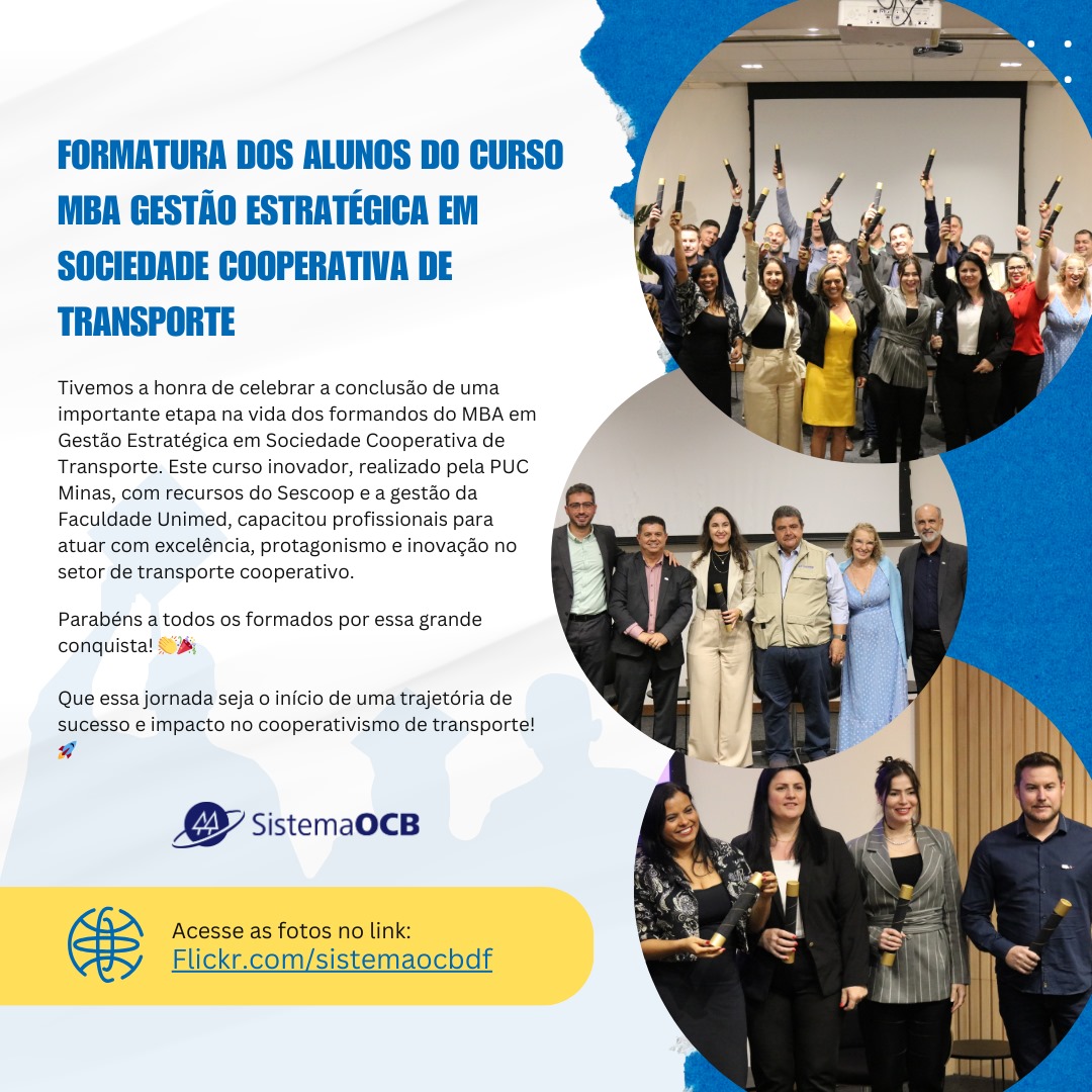 Formatura dos alunos do curso de MBA Gestão estratégica em sociedade cooperativa de transporte